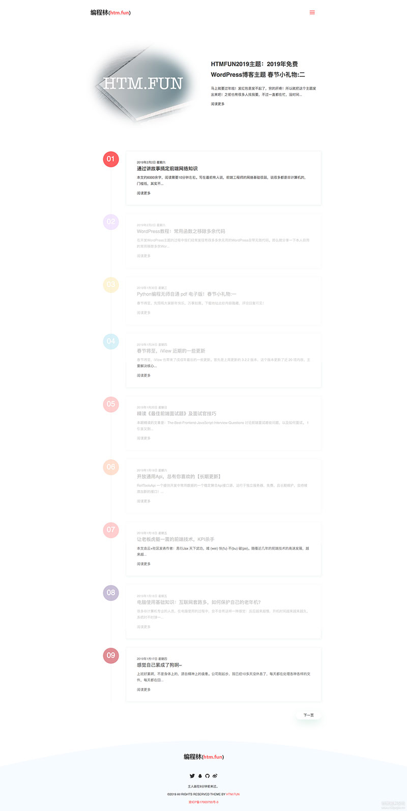 WordPress博客主题HTM.FUN，测试可正常安装